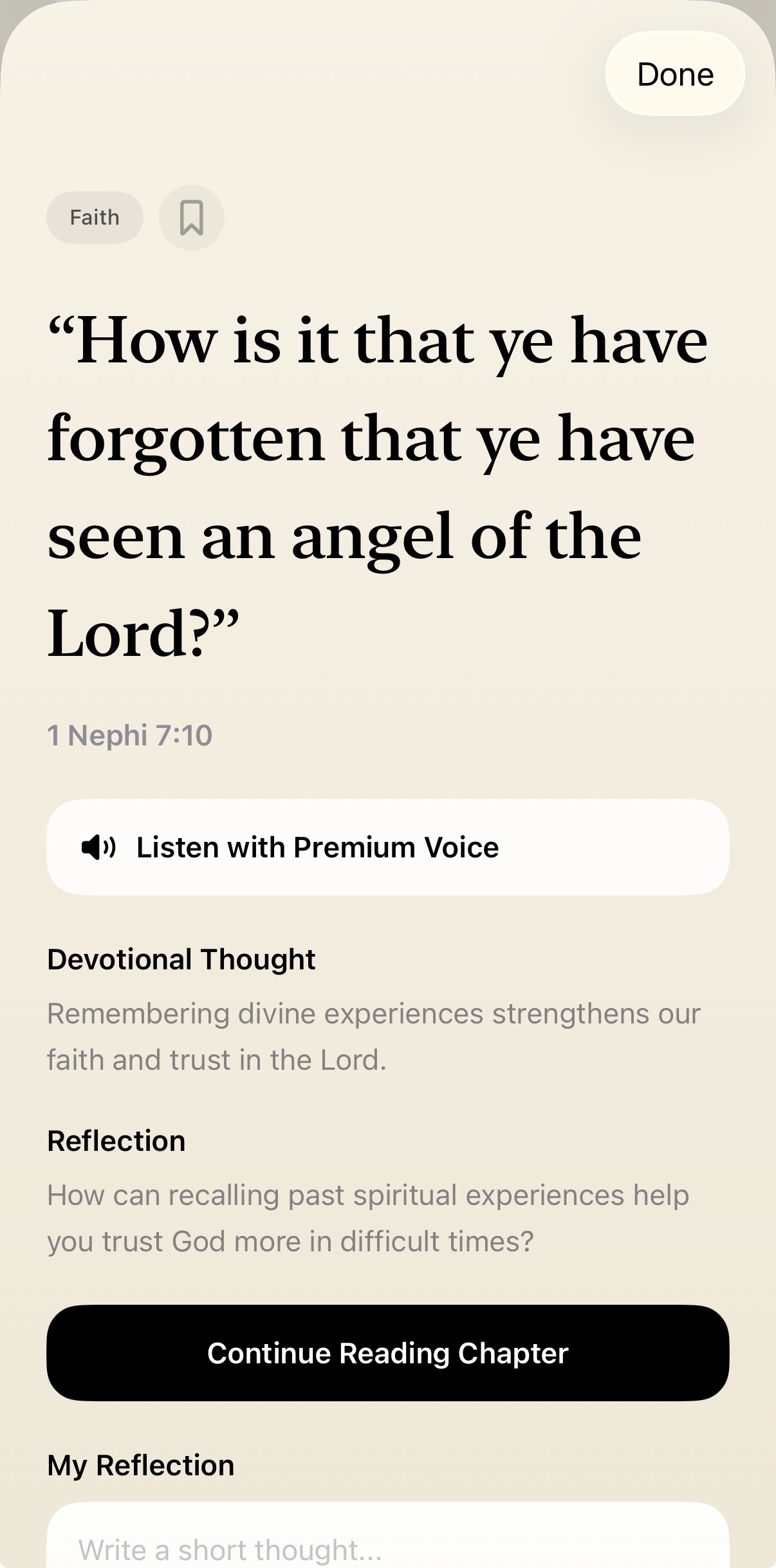 Nephi showing a scripture that strengthens faith