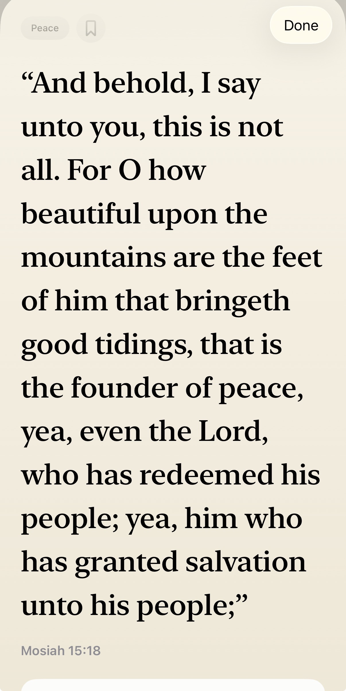Nephi showing a scripture about peace and calm